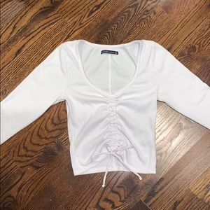 ABERCROMBIE & FITCH white v-neck long sleeve
